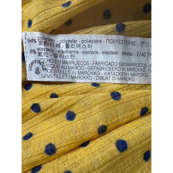 2/$25 Zara Medium Basic Yellow With Navy Polka Dots Blouse - Picture 8 of 11